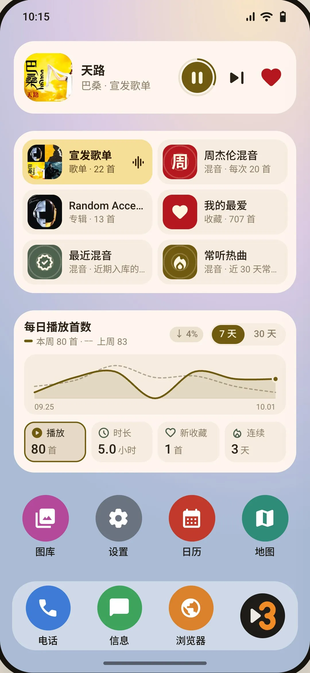 桌面小组件:播放条、播放来源、听歌统计